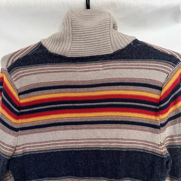 Sun+Stone Cowlneck Mens Sweater Sz L Preppy Y2K Retro Fall Stripe Academia 70s - Picture 7 of 12